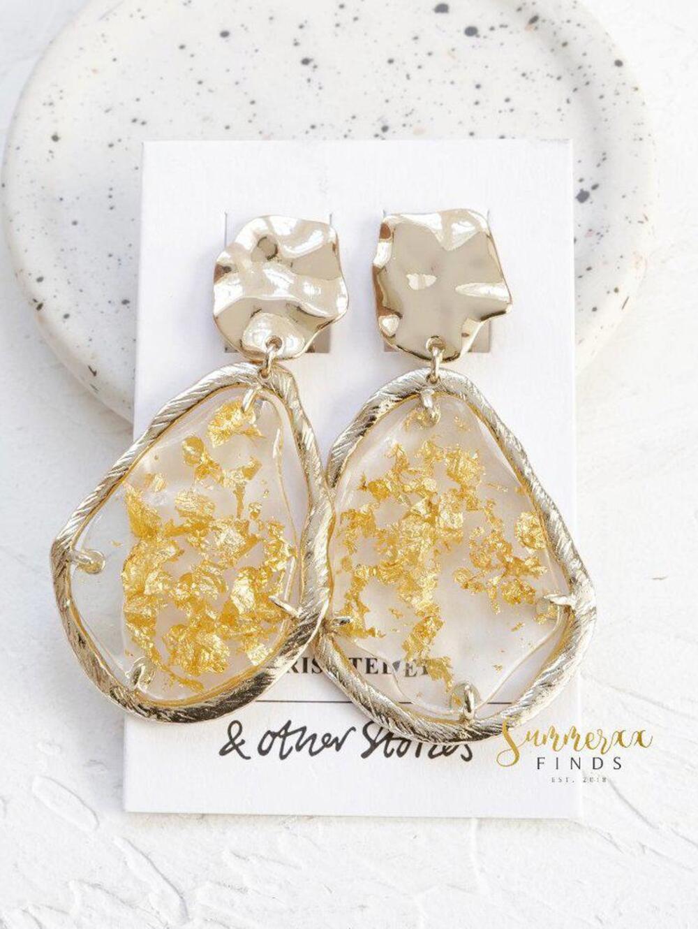 & Other Stories Gold Flake Hanging Earrings
